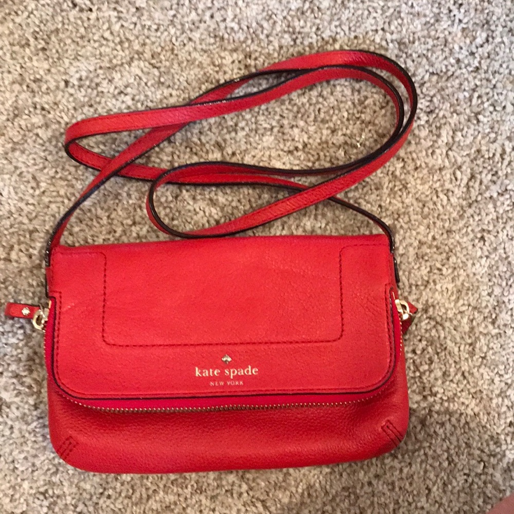 Kate spade bright red small cross body purse